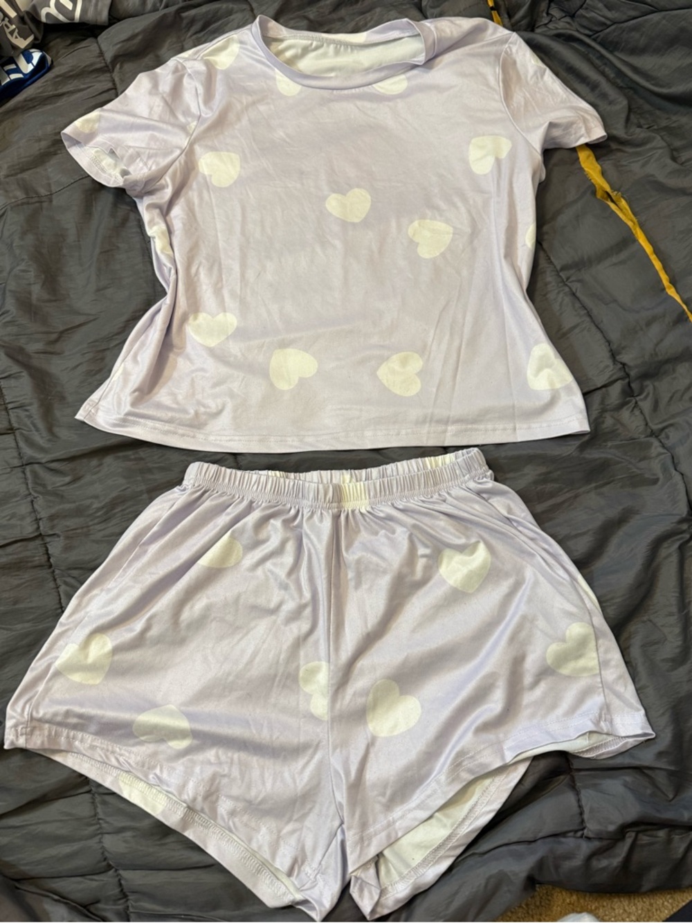 Lavender Heart Print Two-Piece Pajama Set